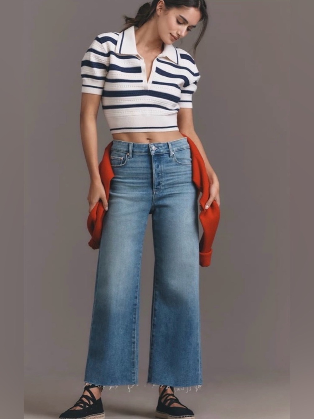 PAIGE Anessa High-Rise Crop Wide Leg Jeans in Mana